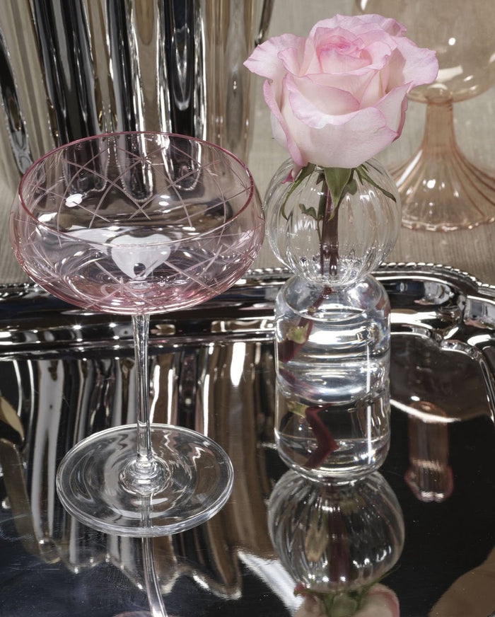 Audrey Blush Hand Etched Martini/Champagne Glass  - Set of 8
