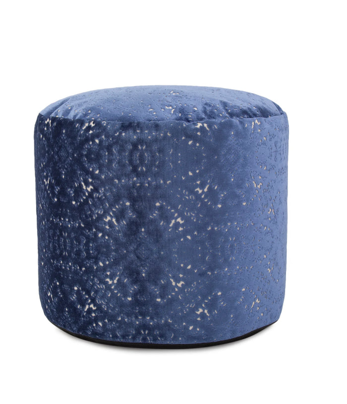 Royal Tall Sapphire Round Pouf