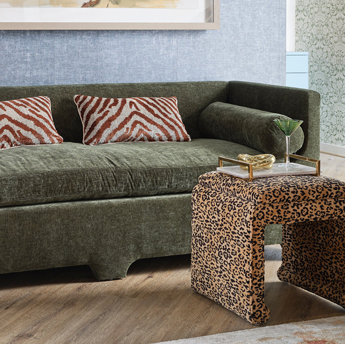 Malia Classic/Modern Cheetah Print Custom Upholstered Ottoman