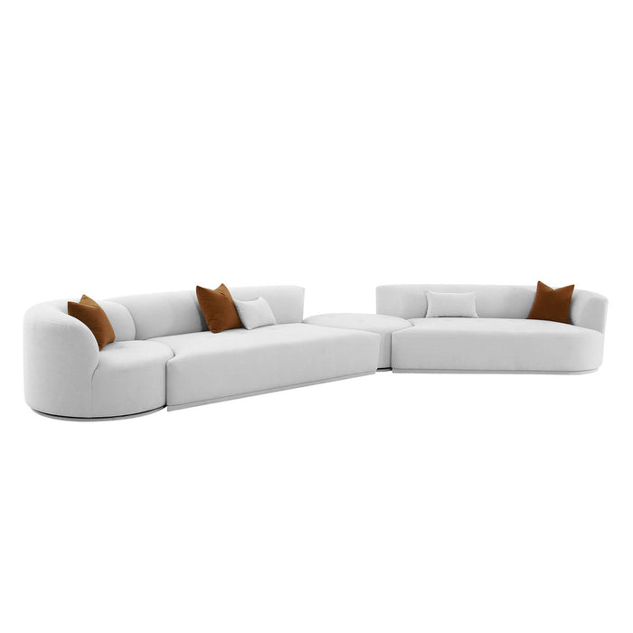 Pablo Grey Velvet 4-Piece Modular RAF Sectional - Luxury Living Collection