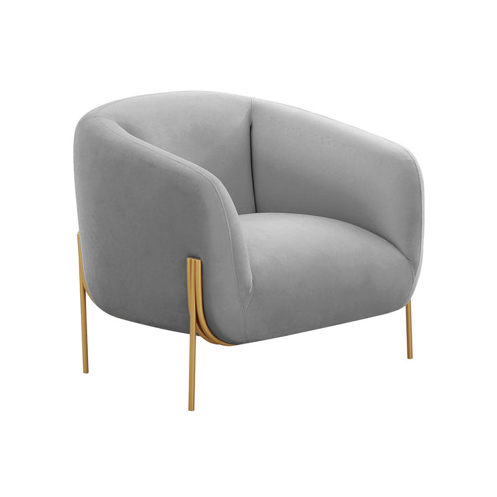 Katie Grey Velvet Accent Chair - Luxury Living Collection