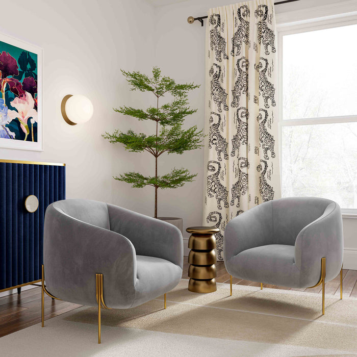 Katie Grey Velvet Accent Chair - Luxury Living Collection
