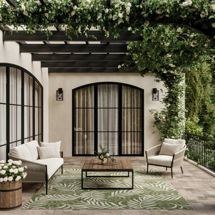 Annaleisa Indoor/Outdoor Green & Ivory Area Rug - Elegance Collection