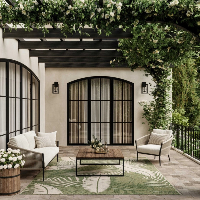 Annaleisa Indoor/Outdoor Green & Ivory Fern Area Rug - Elegance Collection