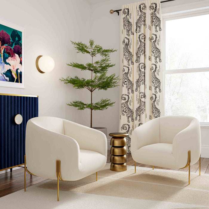Katie Cream Velvet Accent Chair - Luxury Living Collection