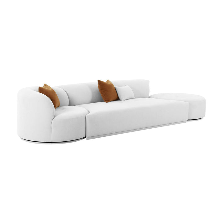 Pablo Grey Velvet 3-Piece Chaise Modular Sofa - Luxury Living Collection