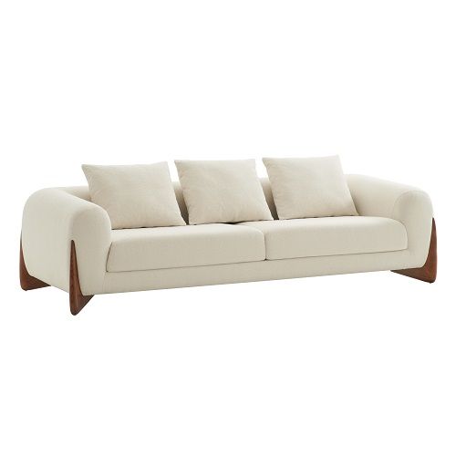 Palacio Cream Fabric and Walnut Sofa