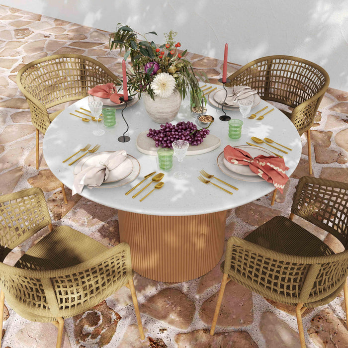Peony Faux Terrazzo and Terracotta Concrete Indoor / Outdoor 47" Round Dining Table