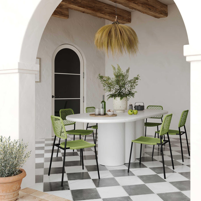 Bella 80” White Faux Plaster Oval Dining Table