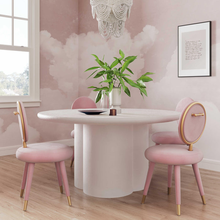 Bella 59” Indoor/Outdoor White Faux Plaster Round Dining Table - Luxury Living Collection