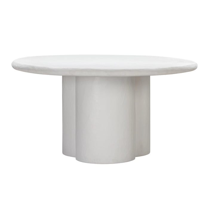 Bella 59” Indoor/Outdoor White Faux Plaster Round Dining Table - Luxury Living Collection