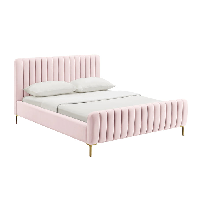 Cassie Blush Velvet Bed - Luxury Living Collection