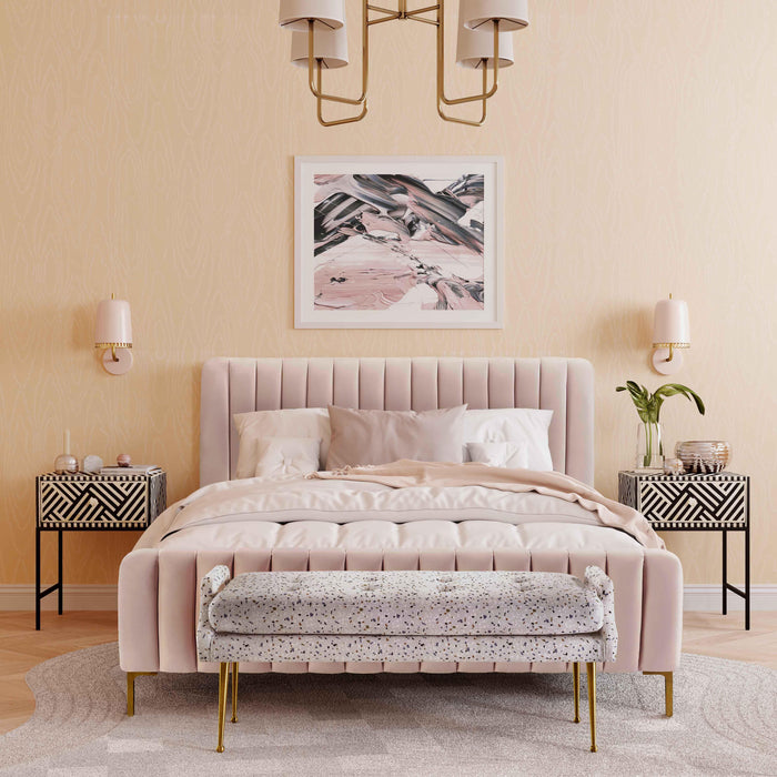 Cassie Blush Velvet Bed - Luxury Living Collection