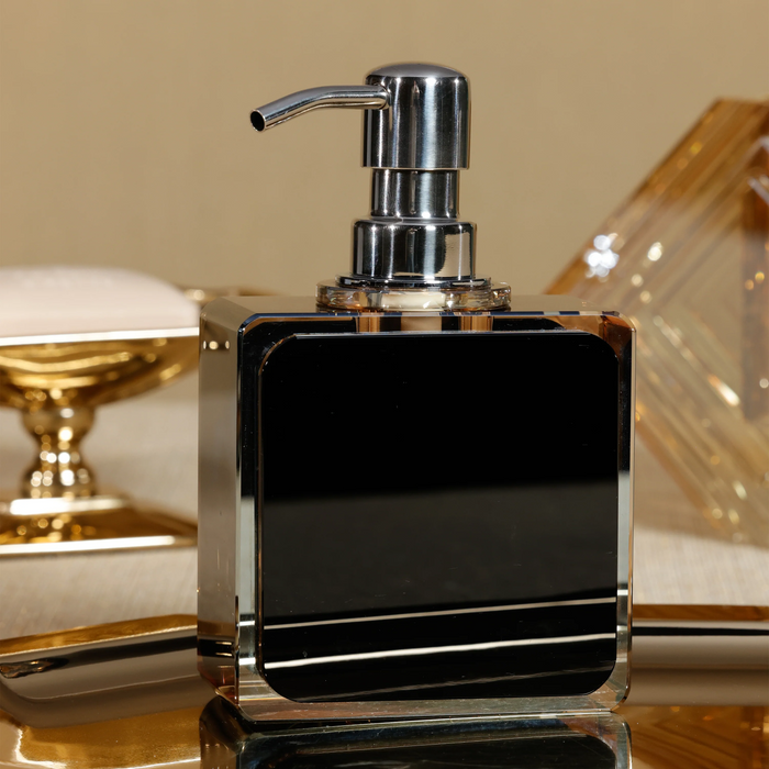 Julienne Crystal Amber & Black Soap Dispenser - Set of 2