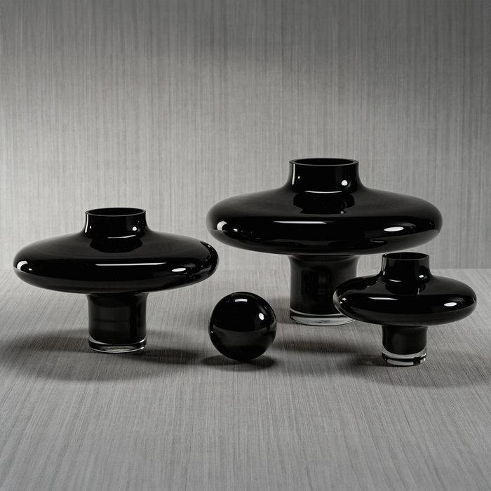 Lilly Handmade Black Glass Vase (3 Sizes Available)
