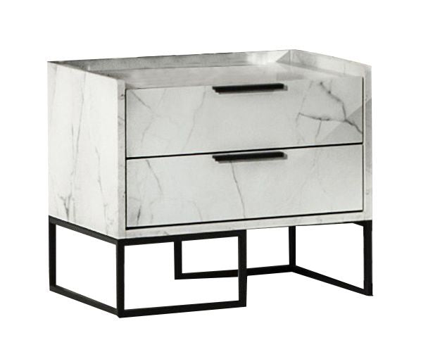 Antonina Modern Faux White Marble Nightstand