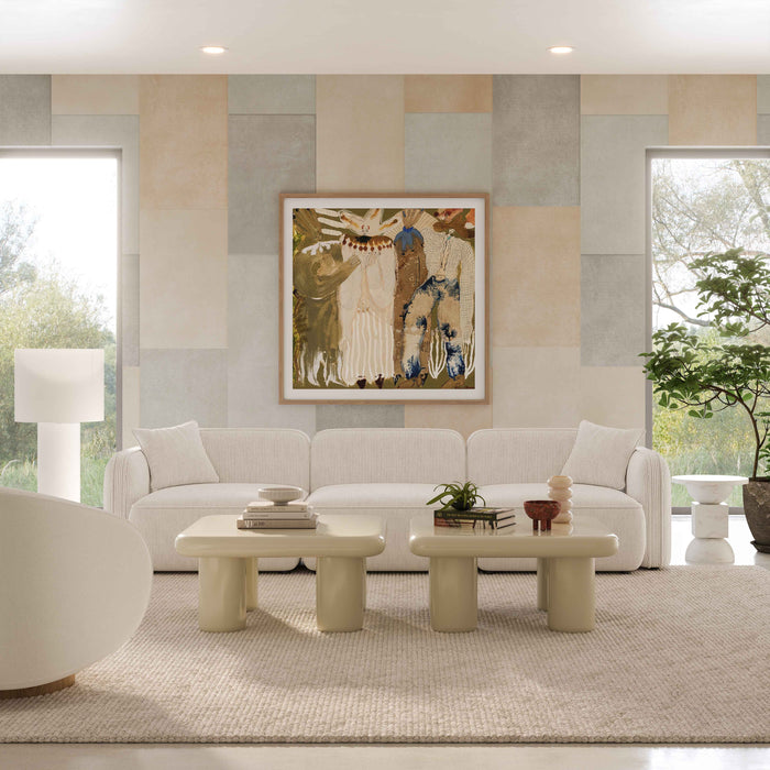 Travie 111" White Sand Performance Corduroy Velvet Modular Sofa