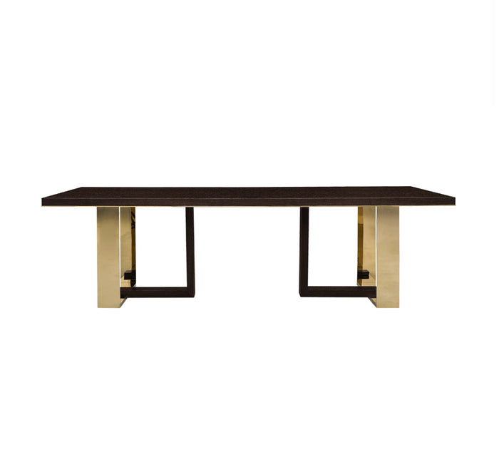 Riviera 105" Walnut Dining Table - Satin Brass Base