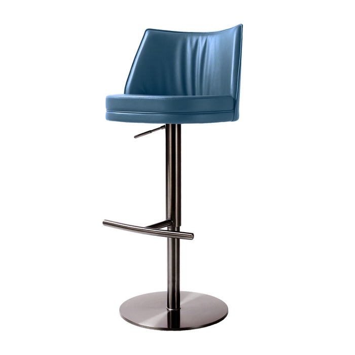 Gemma Blue Vegan Leather on Black Adjustable Stool - Luxury Living Collection