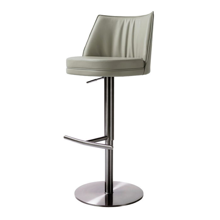 Gemma Light Grey Vegan Leather on Black Adjustable Stool - Luxury Living Collection