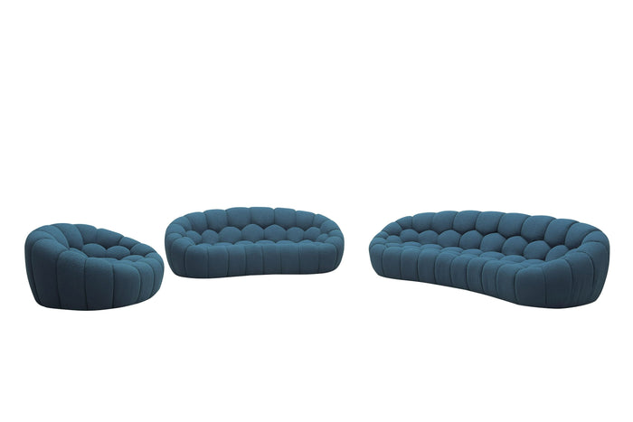 Nicoma Modern Curved Dark Teal Sofa Set