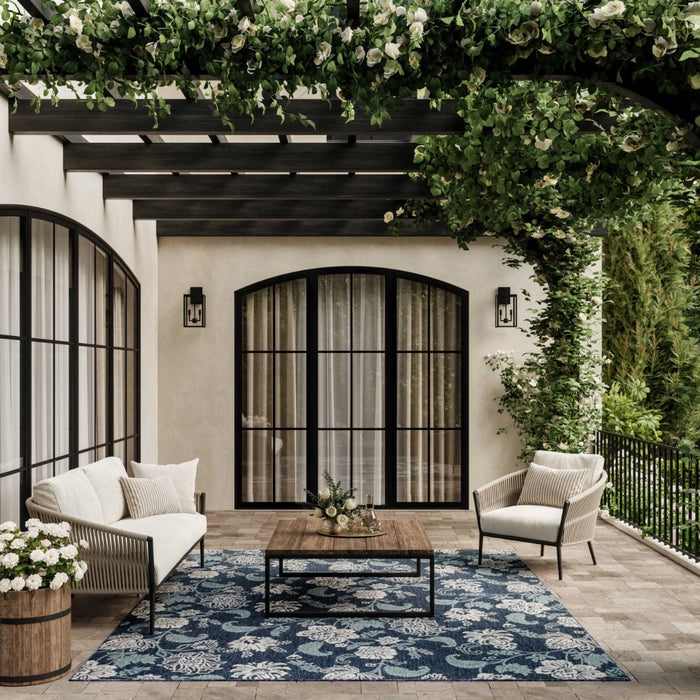 Annaleisa Indoor/Outdoor Navy Area Rug - Elegance Collection