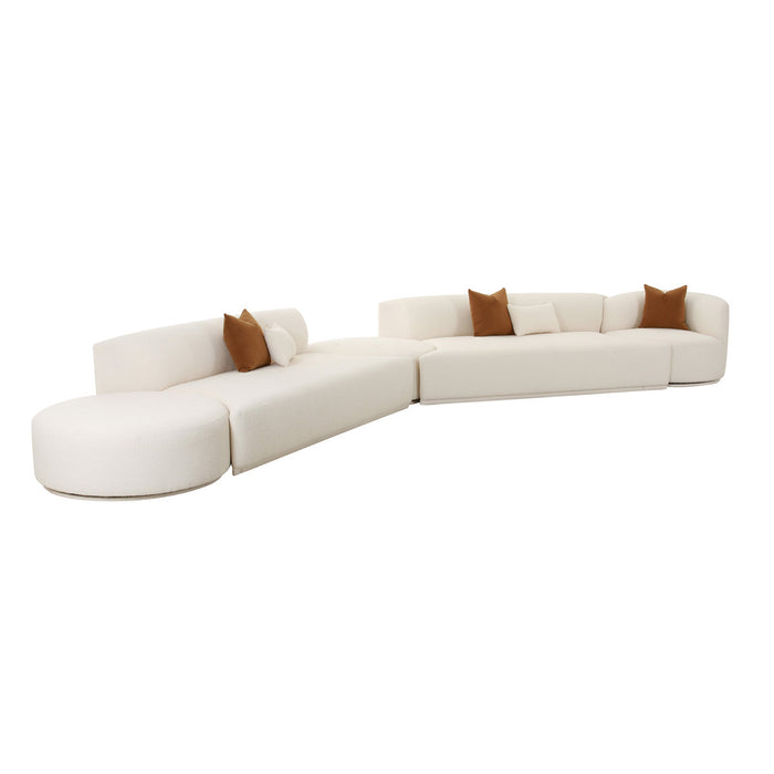Pablo Cream Boucle 5-Piece Modular Chaise Sectional - Luxury Living Collection