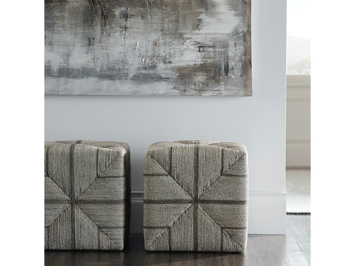 Fritz 17" Fog White Rope Square Ottoman