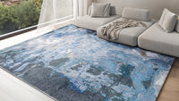 Ella Blue/Silver/Dark Grey Luxury Area Rug - Elegance Collection