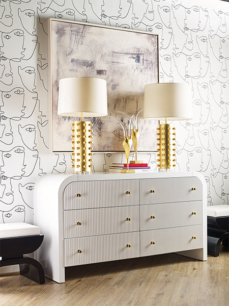 Gulshan 62" Fluted Glossy White Dresser
