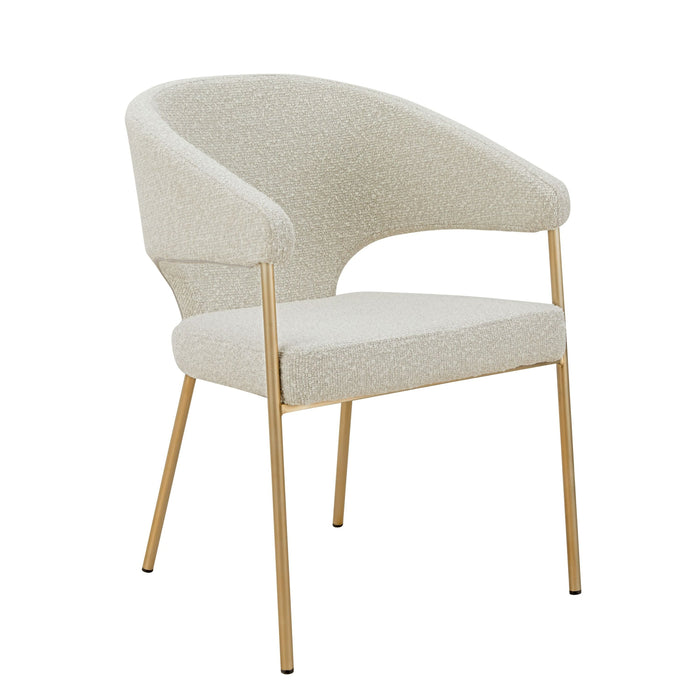 Taner Modern Light Grey Fabric & Antique Brass Dining Chair