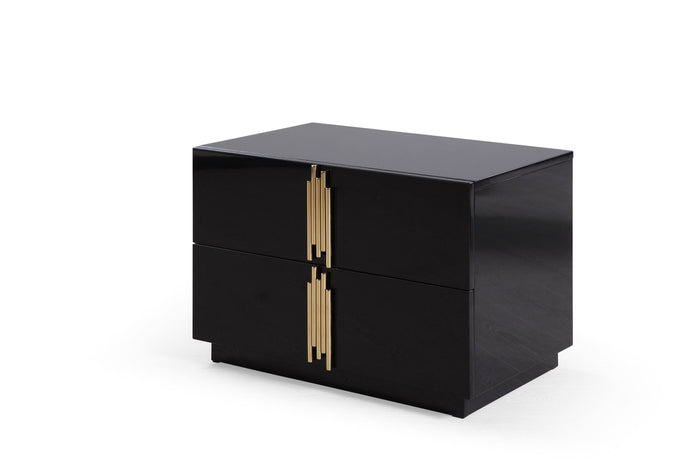 Aurelius Modern Black + Gold Wide Nightstand