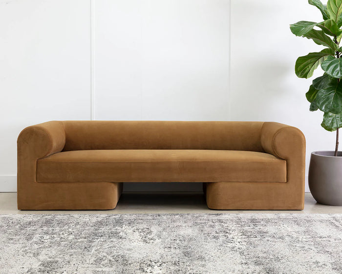 Ionic 97.75" Cognac/Gold Sofa