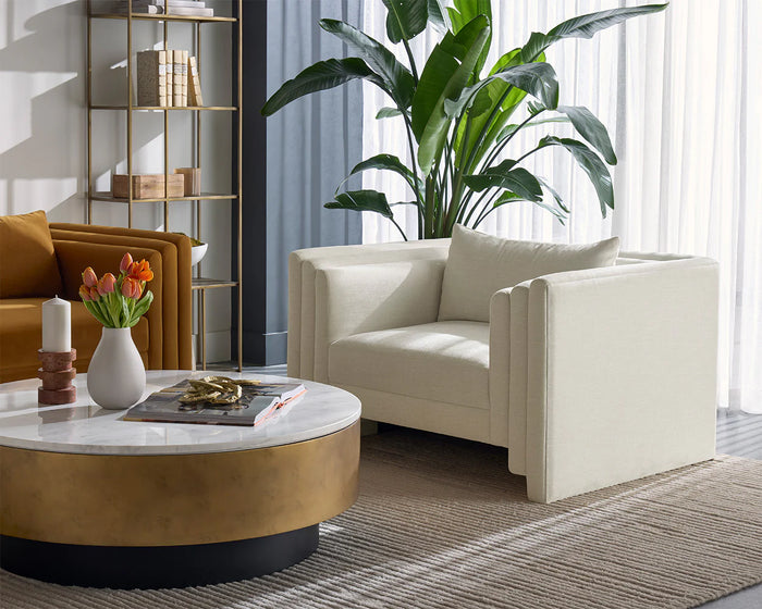 Kira Ivory Performance Fabric Sofa & 2 Accent Chairs