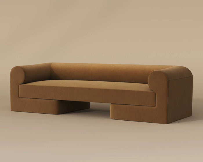 Ionic 97.75" Cognac/Gold Sofa