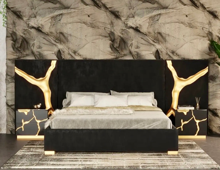 Fable Modern Black & Gold Nightstand