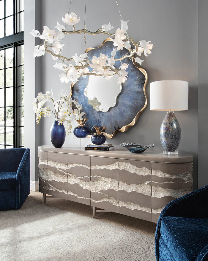Deco Set Of Two Blue Vases- Luxury Living Collection