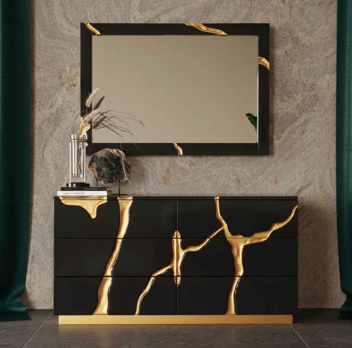 Fable Modern Black Gloss with Gold Mirror