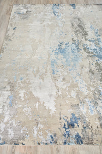 Ella Silver/Ivory/Blue Luxury Area Rug - Elegance Collection