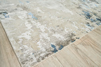 Ella Silver/Ivory/Blue Luxury Area Rug - Elegance Collection
