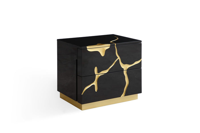 Fable Modern Black & Gold Nightstand
