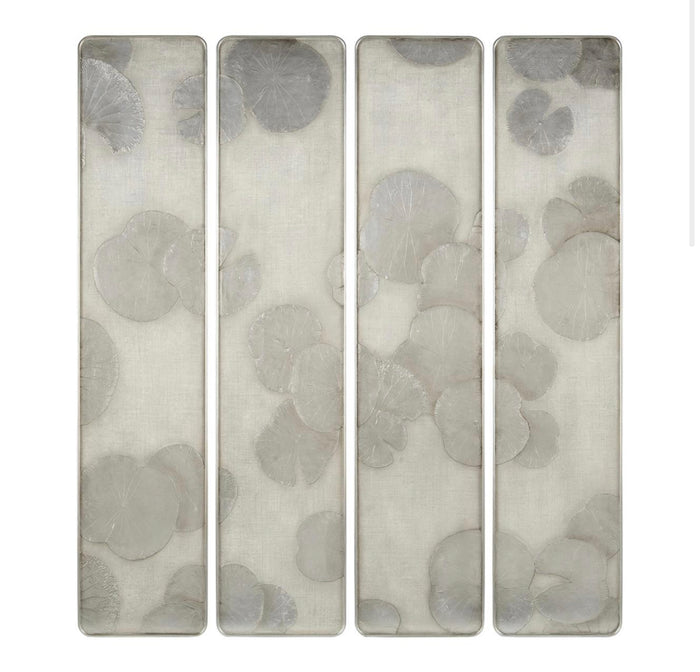 Silver Blossoms Wall Panels (Set of Four) - Luxury Living Collection