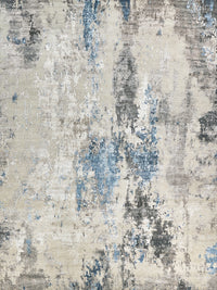 Ella Silver/Ivory/Blue Luxury Area Rug - Elegance Collection