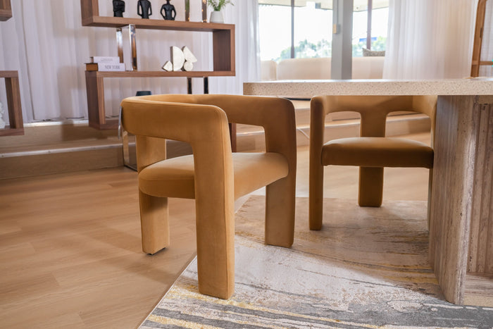 Ferah Modern Tan Fabric Dining Chair