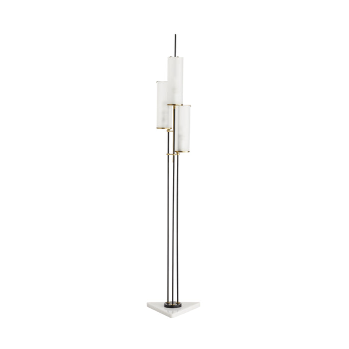 Bijoux White Marble with Black Iron Floor Torchiere