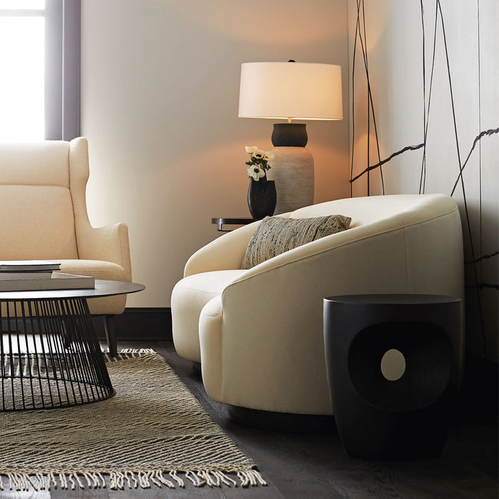 Karrigan Matte Black Concrete Accent Table