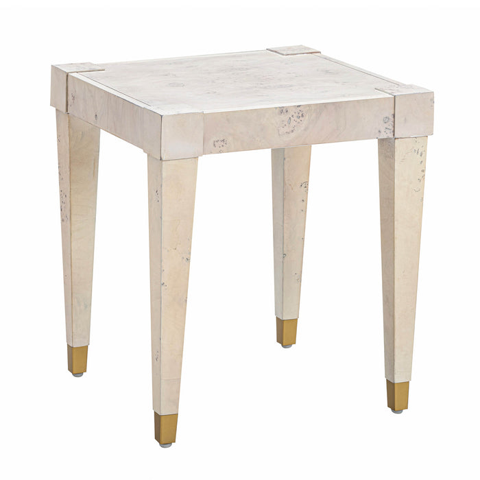 Blythe White Burl Wood End Table - Luxury Living Collection