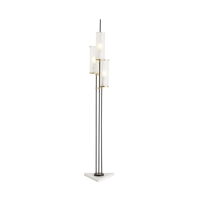 Bijoux White Marble with Black Iron Floor Torchiere