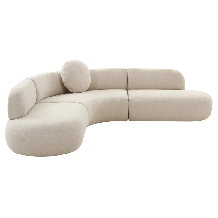 Sofie Micro-Herringbone Beige Linen Sectional Sofa - Luxury Living Collection