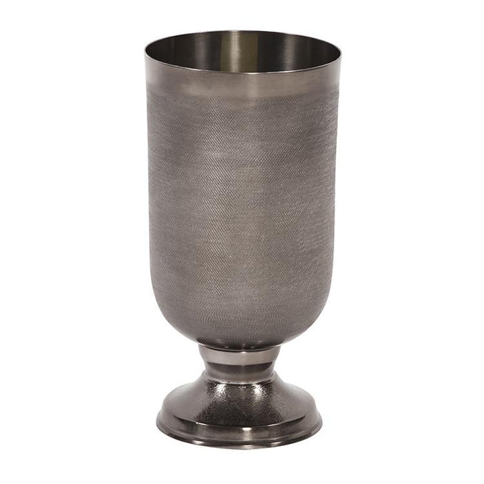 Textured Black and Silver Metal Vase Set